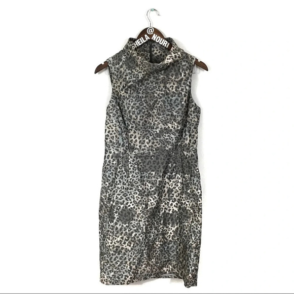 Andrew Marc Leopard Print Cowl Neck Dress - Picture 2 of 8